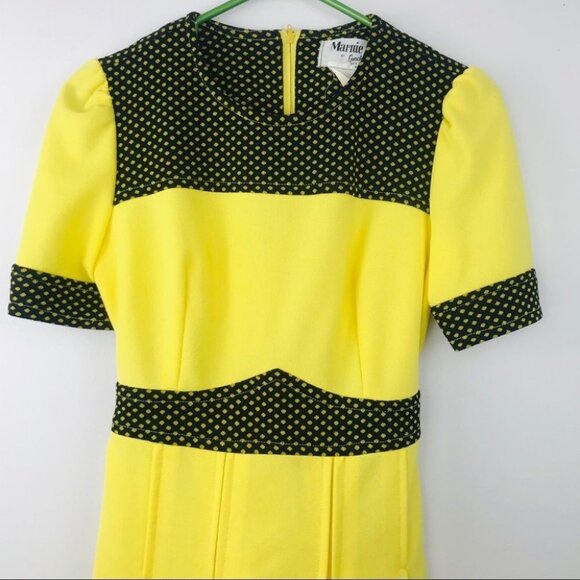 Marnie By London Yellow Polka dot Short Sleeve vintage Western Boho Flare Dress - Picture 13 of 16